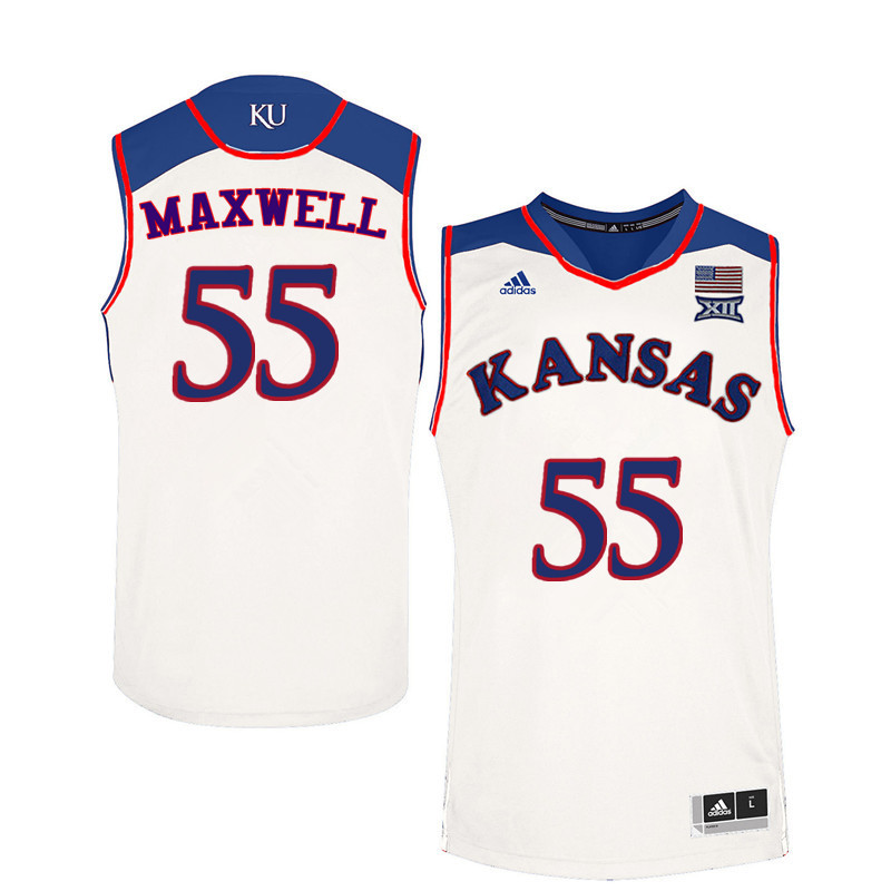 Men Kansas Jayhawks #55 Evan Maxwell College Basketball Jerseys Sale-White